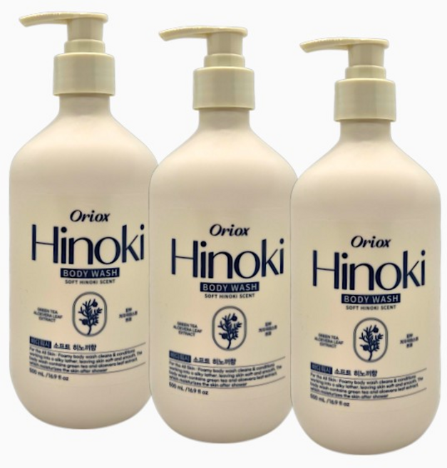 오릭스 퍼퓸 바디워시 히노끼향 500 ml, 3개, 500ml