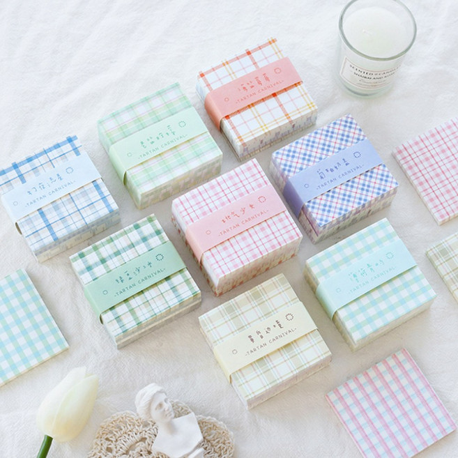 체크 그리드 패턴 종이 다꾸용품 메모지 페이퍼 다꾸, 2. 퍼플체크 (ME-203)