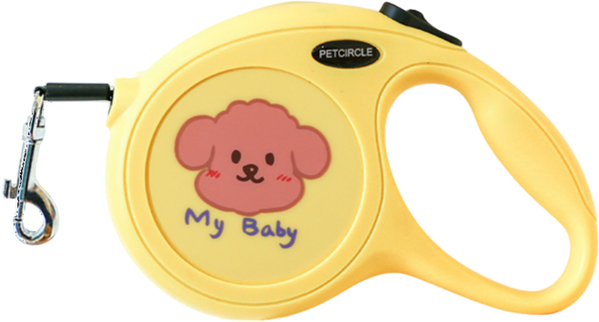 블랭크도그 파스텔 튼튼한 자동 리드줄, 옐로우, 1개