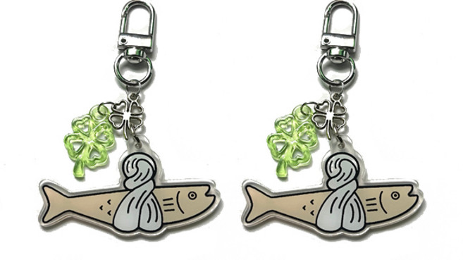 액막이 명태 키링 네잎클로버 행운, 2개, 기본