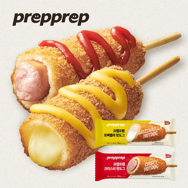 프렙프렙 크리스피 핫도그 5팩+모짜렐라 치즈 핫도그 5팩, 80g, 10개