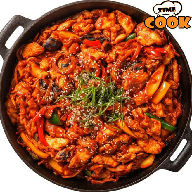 타임쿡 춘천직송 국내산 전통 순살 닭갈비 양념소스 쌀떡 우동 모짜렐라치즈 사리 포함, 5개, 1kg
