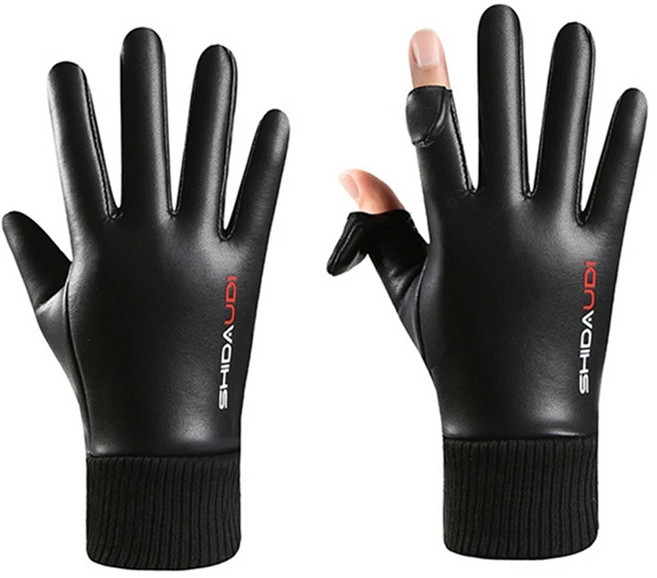 킹콩 오토바이 핑거 오픈 터치 겨울 방한장갑, 블랙