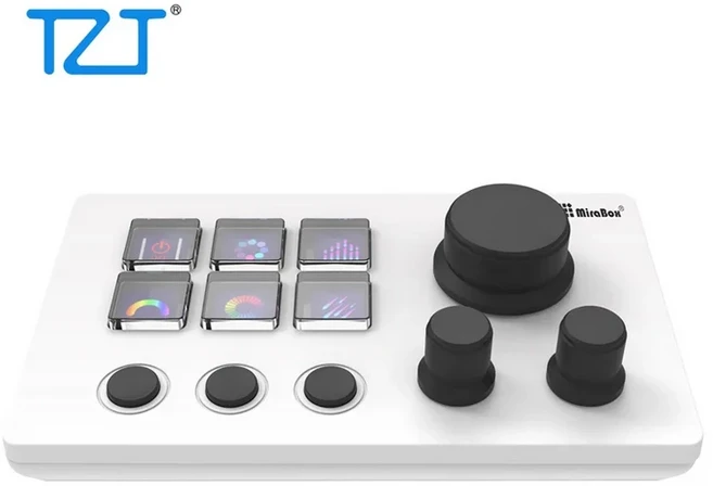 TZT MiraBox Mbox N3E 스트림 데크 6 키 비주얼 키보드 OBS PS 트위터용 유선 커스텀 (화이트 블랙), 01 하얀색