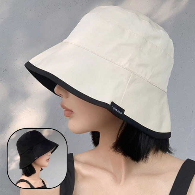 여성 양면 투톤 버킷햇 벙거지모자 UV 자외선차단 경량 턱끈 봄여름가을 햇빛가리개 모자