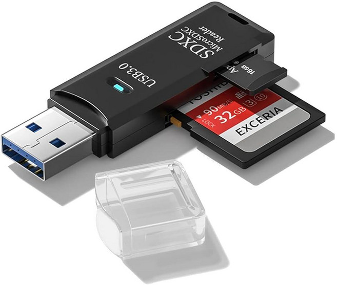 USB3.0 마이크로 SD 카드 리더기 5Gbps 2-in-1 리더기 USB 어댑터 SDXC SDHC MMC RS-MMC Micro SD SDHC 및 UHS-I 카, USB3.0 마이크로 SD 카드 리더기, 5Gbps 2
