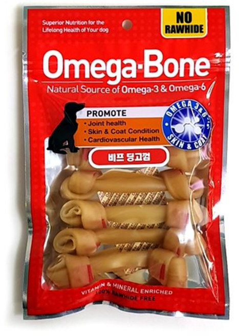 비프 오메가본 6p 딩고껌 역키우기 턱관절관리 반려견껌 치석제거 강아지치아건강, 1