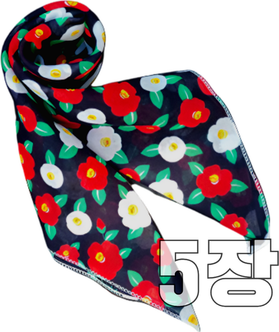 온리 동백꽃스카프손수건 제주 예쁜 동백 꽃 무늬 순면 목 단체 여행 단합 여성 손수건 스카프