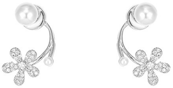 YAPOGI S925실버 은침 진주 꽃형 귀걸이