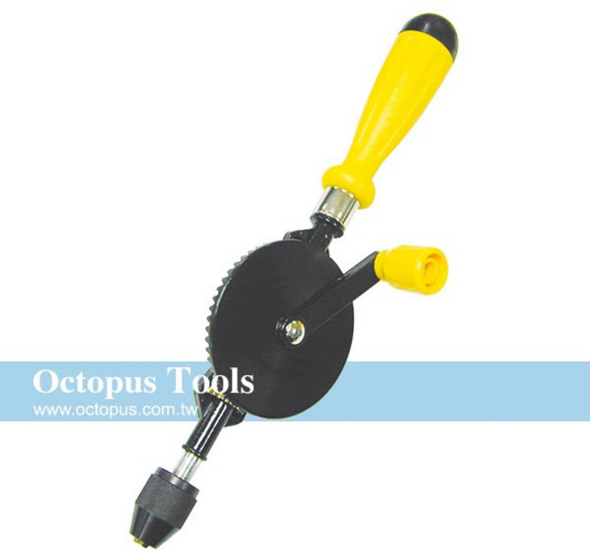 Octopus Tools 直式手搖鑽 6.0mm鑽孔 免扳手適用金工木工, 1個