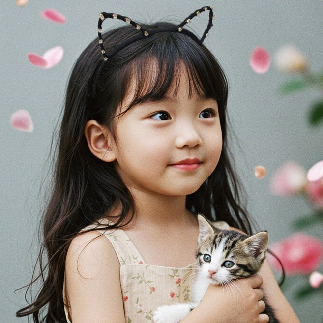 제이앤루시 큐빅 블링 고양이 여아 머리띠 유아 어린이 아동 초등 보석 헤어밴드