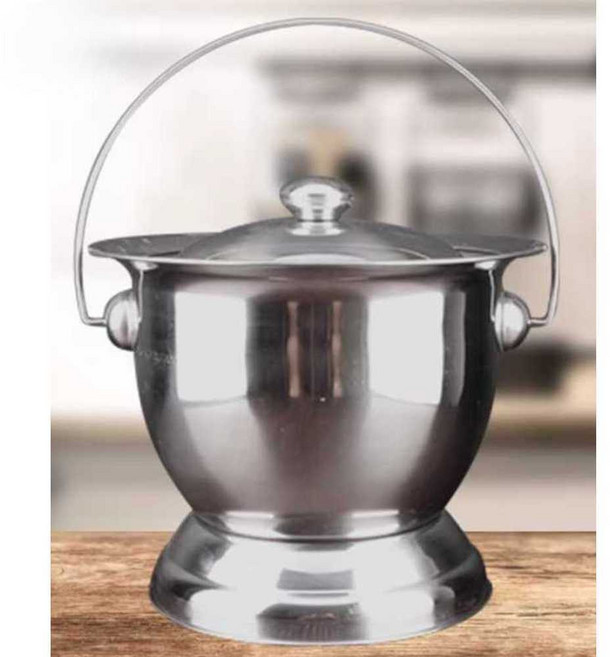 스테인레스 손잡이 요강 어르신 간이 화장실 소변 휴대용 스테인리스 스틸 반원형, 1