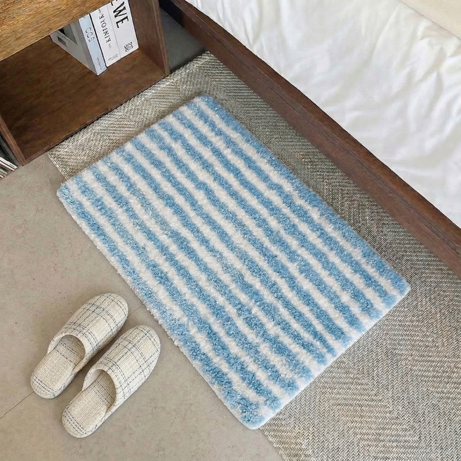 아룸 스트라이프 화장실 욕실 발매트, 블루