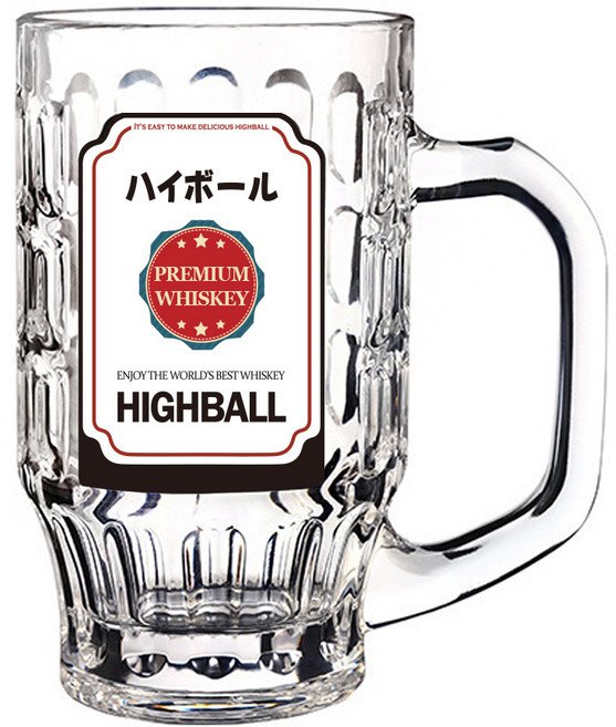 카자리코 하이볼잔 375ml 글라스 위스키잔 칵테일잔 맥주잔 투명 강화유리, 1개