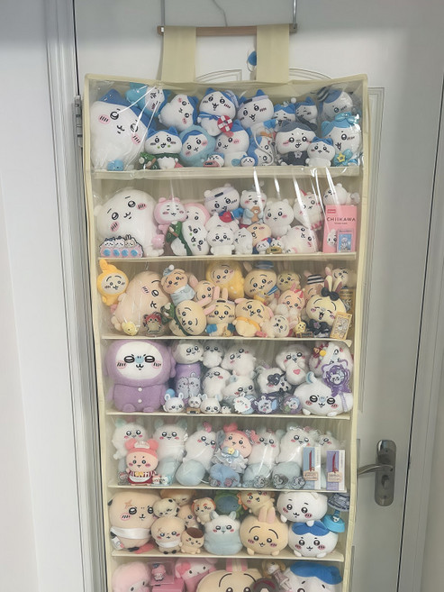 벽걸이 보관함 문 도어 정리함 인형 수납 정리 걸이 5단 베이지 표준, 1개, 밀크 옐로우 12칸 15cm 이하 인형용