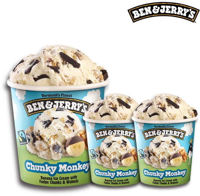 벤앤제리스 청키몽키 473ml 아이스크림 파인트 바나나 초코 프리미엄 수입, 3개