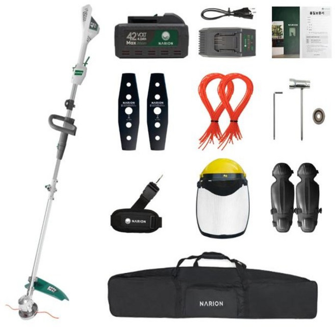 [KC인증] 나리온 42V 무선 충전 전동 예초기 세트 전기 충전식 벌초 잔디깍는기계 미니 소형 밧데리 배터리 제초기 충전용 휴대용, 배터리1개 풀세트(80분용), 1세트
