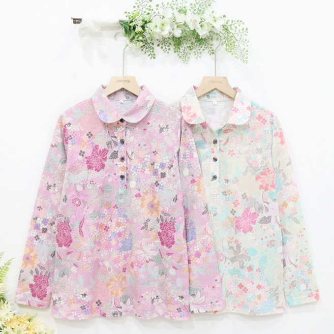 그랜스타일 할머니옷 면 디엠큰꽃티셔츠 70대80대90대 생신선물 엄마 일상복 노인 요양원 복지관A6