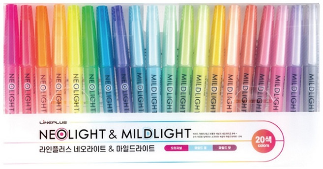 라인플러스 마일드라이트 형광펜 색상선택, 20색 세트 5개