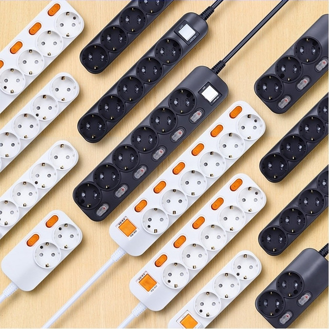 국산 접지 멀티탭 일반 멀티콘센트 고용량 디자인 납작 전기 누전 차단 멀티탭 멀티텝 멀티 고용량 접지 콘센트 5M 사무용품, 절전형 5구-4.5m 화이트, 1개, 4.5m