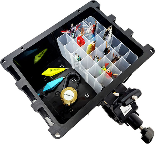 고씨낚시 24구 선상 거치대 에기 꽂이 케이스 난간 봉 고정 선반 트레이, 1개, 블랙