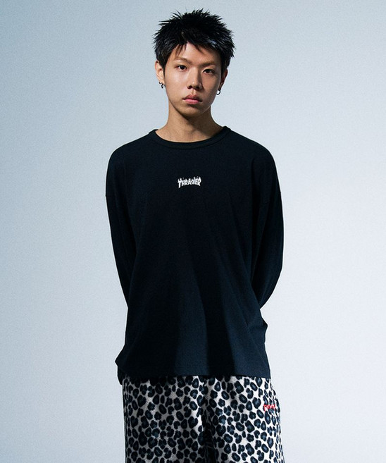 THRASHER 플레임 로고 롱슬리브 블랙