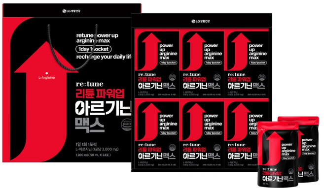설식품선물세트 리튠 파워업 아르기닌 맥스 50ML*24포x 1개 + 손잡이, 추석식품선물세트 리튠 파워업 아르기닌 맥스 50mL 2, 24개, 50ml