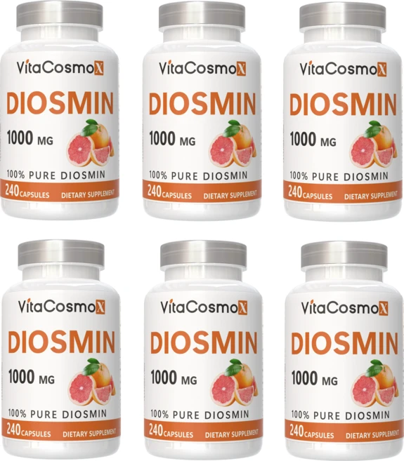 VitaCosmoX 비타코스모 롱라이프뉴트리 위라이크비타민 디오스민 Diosmin 시트러스 바이오플라보노이드 고함량 1000mg, 6개, 240정 - 쿠팡