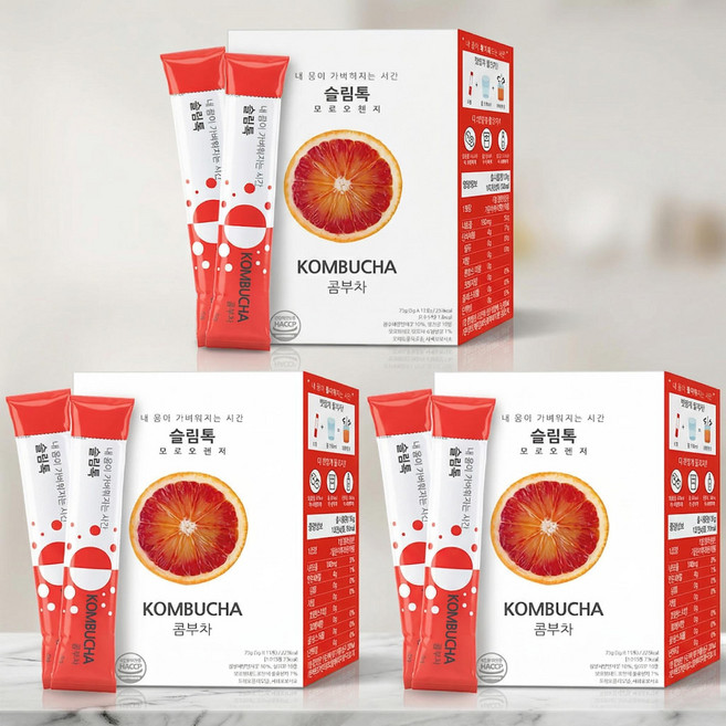 퓨어리턴 다이어트차 건강음료 모로오렌지 슬림톡 상큼한맛 유기농콤부차 추천템 발효음료 데일리음료 콤부차 5g 15포 45포 3박스, 15개입