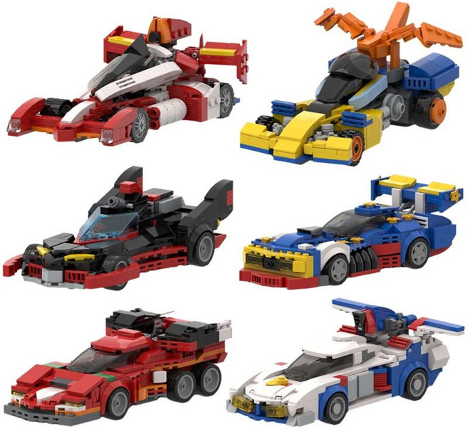 아스라다 하이테크 미래 GPX 사이버 포뮬러 레이스 자동차 빌딩 블록 MOC 속도 챔피언 Asurada AKF-11 스포, 08 6in1