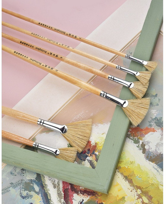 수채화 흑돈모 부채붓 오일 페인트 브러쉬 6종 1세트, 1개, 6종류