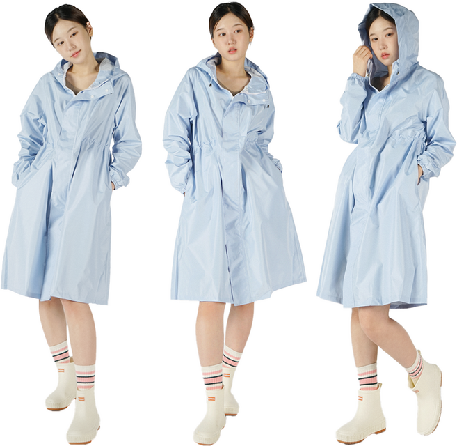 Fairway 여성 남성 골프 우비 비옷 레인코트 바람막이 남녀공용, 파스텔블루, 1개