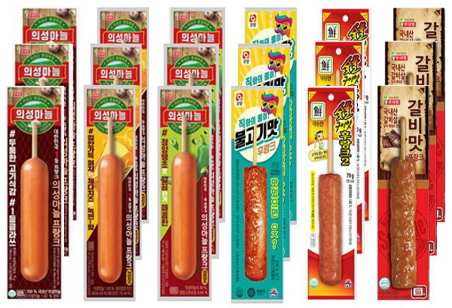 의성마늘프랑크3+의성마늘 치즈3+의성마늘 땡초3+불고기맛후랑크3+오륙도맛바3+대림숯불구이3 18개 / 핫바