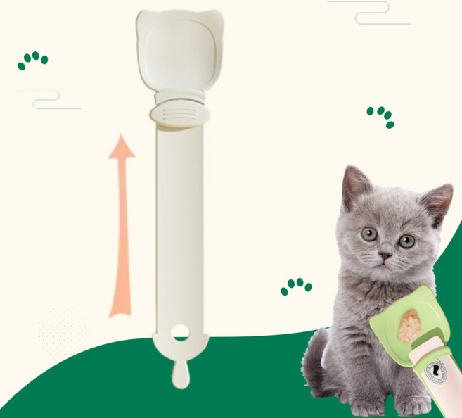 미르비 반려동물 고양이 츄르 스푼 간식 짜개, 흰색, 1개