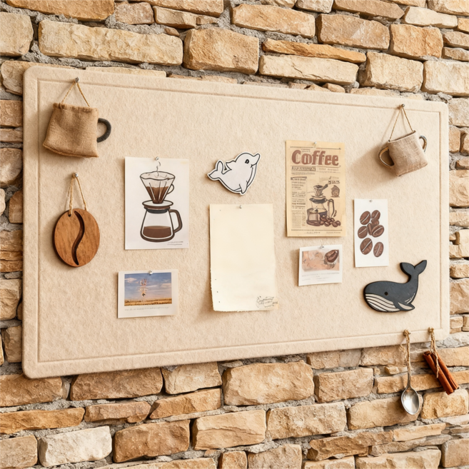 BangPang 다목적 부착식 게시판 접착식 펠트보드 알림판 메모보드, 브라운