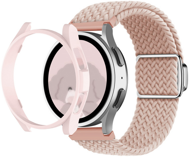 아이메이드잇 갤럭시워치 호환 솔로루프 마그네틱 스트랩 밴드 + 케이스 세트, 샌드핑크