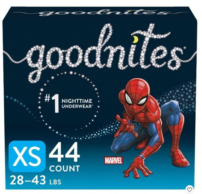 굿나잇 13~20kkg 남아용 1회용 취침시간 트레이닝 언더웨어 44개입 XS 미국무료직송, 44매, 점보형 이상(3XL)