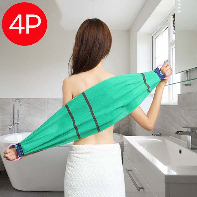 드림시오 등밀이 때밀이 때 타올 대형 목욕 때타올 샤워타올 이태리 바디 등때 타올 4P, 4개, 1개입, 그린