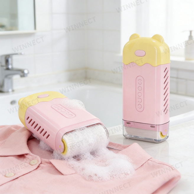 TEJ35 거품 롤러형 비누 케이스 빨래 세탁솔 비누브러쉬 비누 롤러케이스, 분홍색, 1개