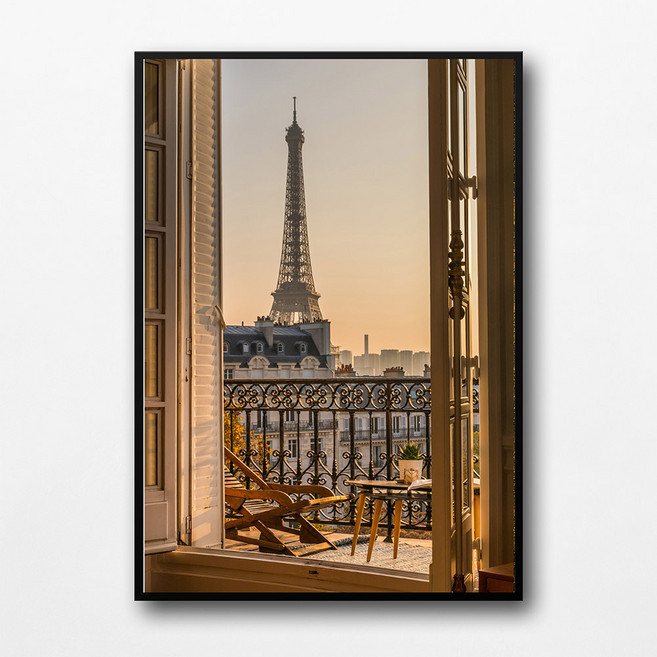아트로우 파리 감성 인테리어 액자 - 에펠탑 풍경 사진, 화이트 x A4 (23 x 33cm)