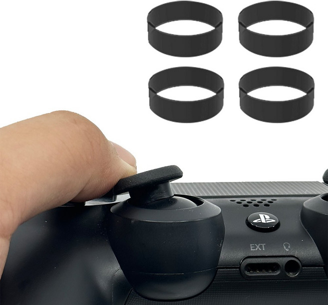 컨트롤러 스틱 갈림방지 실리콘 링 커버 프로콘2 엑박패드 듀얼센스 호환, 블랙, 1세트, 컨트롤러 갈림방지