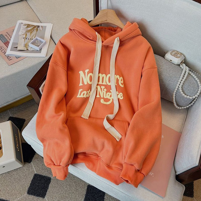 여성 여자 겨울 데일리 캐주얼 양기모 레터링 루즈핏 오버핏 후드 맨투맨 파스텔융기모후드맨투맨