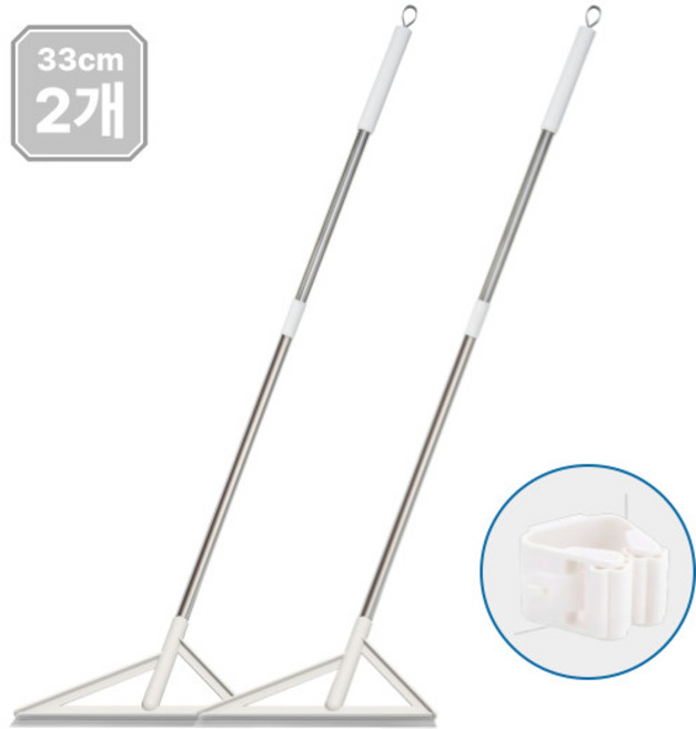 빅클 1+1 욕실 청소 실리콘 빗자루 다용도 고무 물 스퀴지 + 전용 후크 2개, 화이트, 1세트