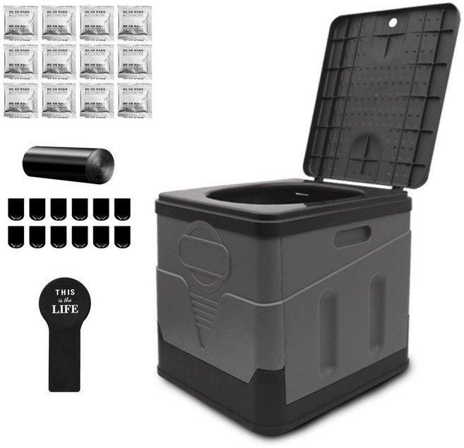 화이트울프 이동접이식 캠핑 화장실 세트, 그레이 + 랜덤발송, 1세트