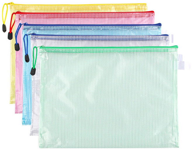 튼튼한 사무용 PVC 방수 파일 소품 보관 지퍼 파우치, B4, 5개