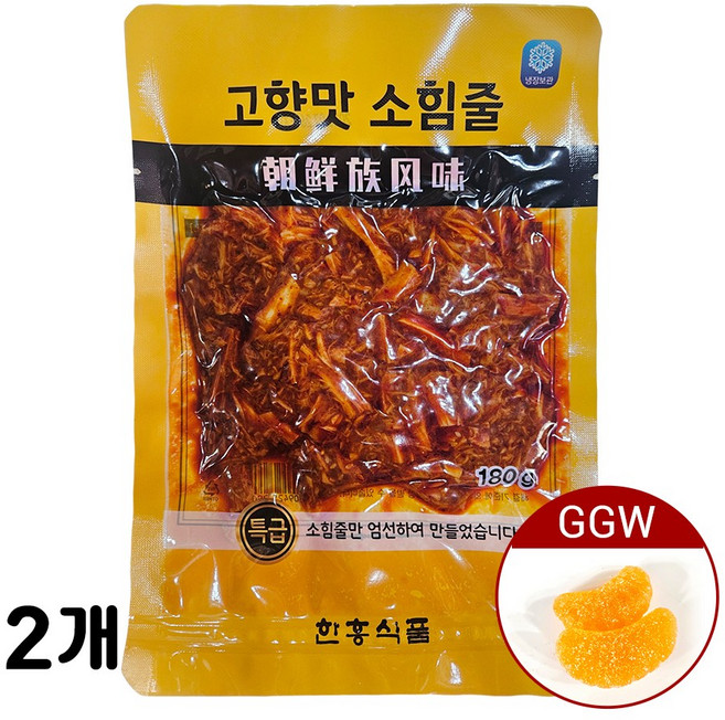 가가왕 중국식품 한흥 식품 고향맛 소힘줄 뉴반진 뉴티질 연변 특색 식품, 180g, 2개