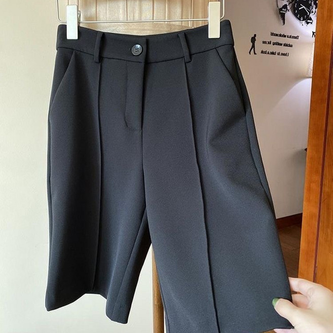 여성 정장 반바지 캐주얼 봄 여름 하이웨이스트 일자 와이드 팬츠 루즈핏 빅사이즈 기질 5부 정장 반바지 ZZL