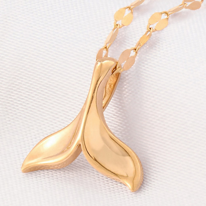 14k목걸이 18K 고래꼬리 행운 체인 금 목걸이 여자 남자 선물 목걸이