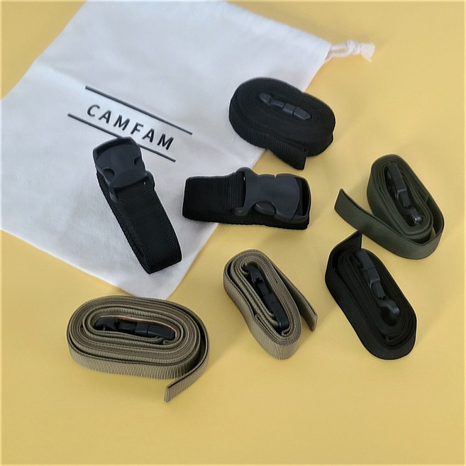 캠팸 압축벨트 이중버클 W2.5cm / L135cm 4개1세트 이중잠금 버클웨빙 루프백 고정끈 웨빙스트랩, 이중버클W2.5cm / L135cm_브라운-4개, 1세트