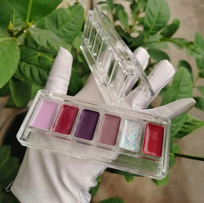 일루오슈 공팔레트 아이섀도우 립 케이스 6구 화장품 소분 용기, 1개, 투명